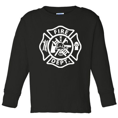 Fire Department Logo Uniform Fireman Symbol Firefighter Gear Toddler Long Sleeve Shirt