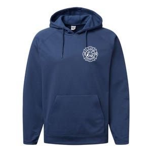 Fire Department Logo Uniform Fireman Symbol Firefighter Gear Performance Fleece Hoodie