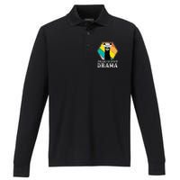 Funny Drama Llama Only You Can Prevent Drama Vintage Llama Performance Long Sleeve Polo