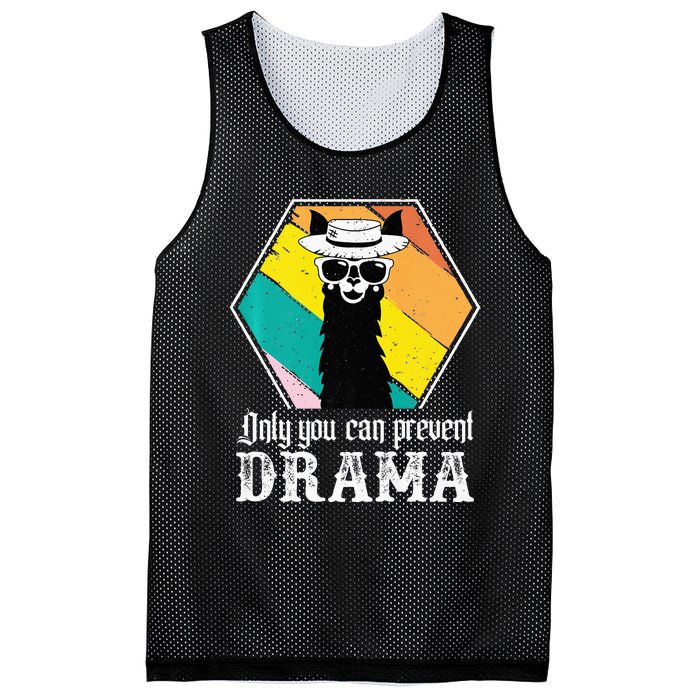 Funny Drama Llama Only You Can Prevent Drama Vintage Llama Mesh Reversible Basketball Jersey Tank