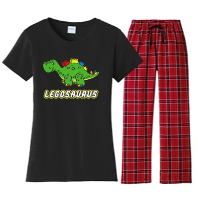 funny dinosaur Legosaurus Legos Saurus dino Women's Flannel Pajama Set