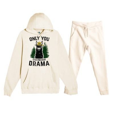 Funny Drama Llama Only You Can Prevent Drama Sarcastic Lover Premium Hooded Sweatsuit Set