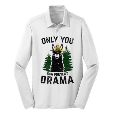 Funny Drama Llama Only You Can Prevent Drama Sarcastic Lover Silk Touch Performance Long Sleeve Polo