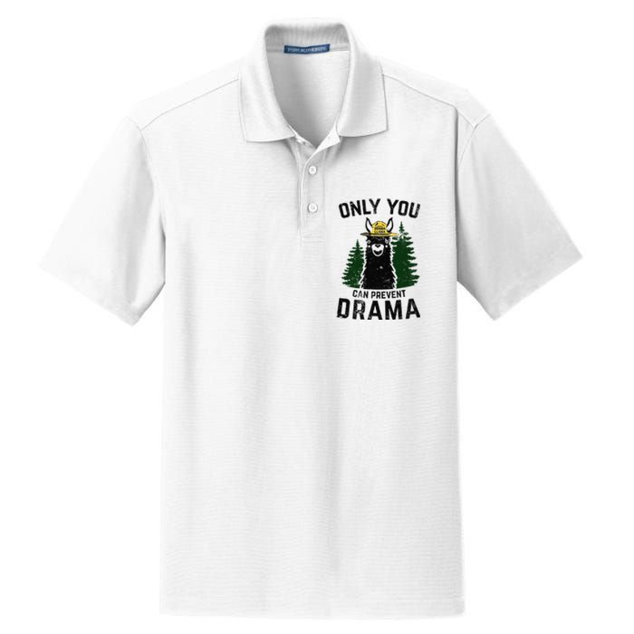 Funny Drama Llama Only You Can Prevent Drama Sarcastic Lover Dry Zone Grid Polo