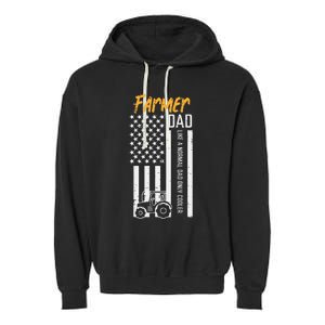 Farmer Dad Like Normal Only Cooler Us Flag Garment-Dyed Fleece Hoodie