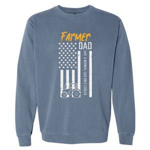 Farmer Dad Like Normal Only Cooler Us Flag Garment-Dyed Sweatshirt