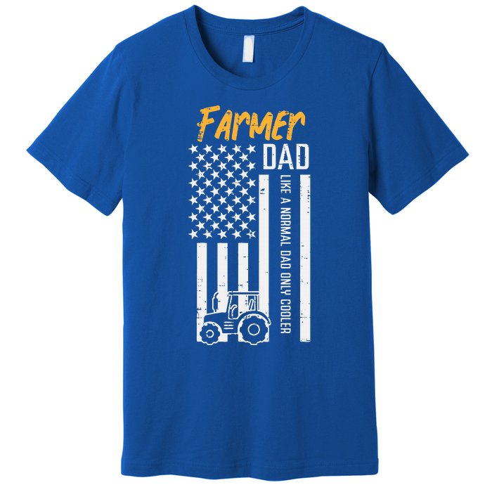 Farmer Dad Like Normal Only Cooler Us Flag Premium T-Shirt