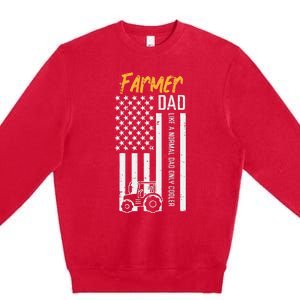 Farmer Dad Like Normal Only Cooler Us Flag Premium Crewneck Sweatshirt