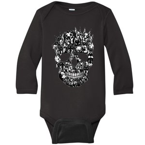 Funny Dog Lover Doberman Skull Halloween Baby Long Sleeve Bodysuit