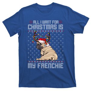 Funny Dog Lovers Frenchie Santa Hat Ugly Christmas Sweater Funny Gift T-Shirt