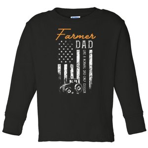 Farmer Dad Like A Normal Dad Only Cooler USA Flag Farming Toddler Long Sleeve Shirt