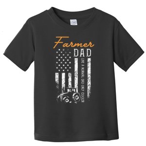 Farmer Dad Like A Normal Dad Only Cooler USA Flag Farming Toddler T-Shirt