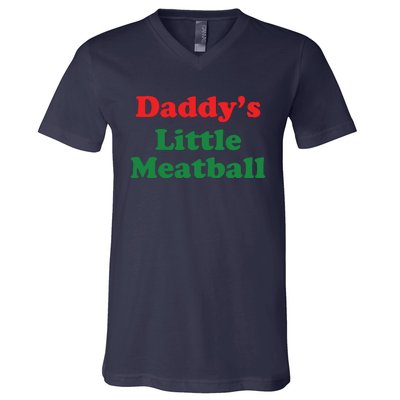 Funny Daddy Little Meatball V-Neck T-Shirt