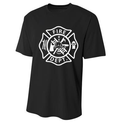 Fire Department Logo Uniform Fireman Symbol Firefighter Gear Performance Sprint T-Shirt