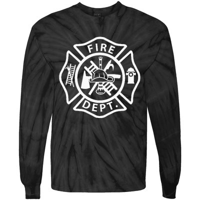 Fire Department Logo Uniform Fireman Symbol Firefighter Gear Tie-Dye Long Sleeve Shirt