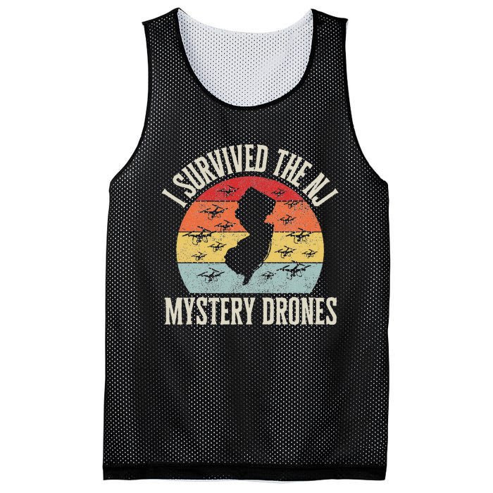 Funny Drone Lover I Survived The New Jersey Mystery Drones Mesh Reversible Basketball Jersey Tank