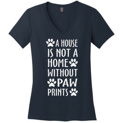 Funny Dog Lover Funny Paw Prints Funny Dog Quote Women's V-Neck T-Shirt