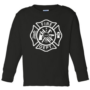 Fire Department Logo Uniform Fireman Symbol Firefighter Gear Toddler Long Sleeve Shirt