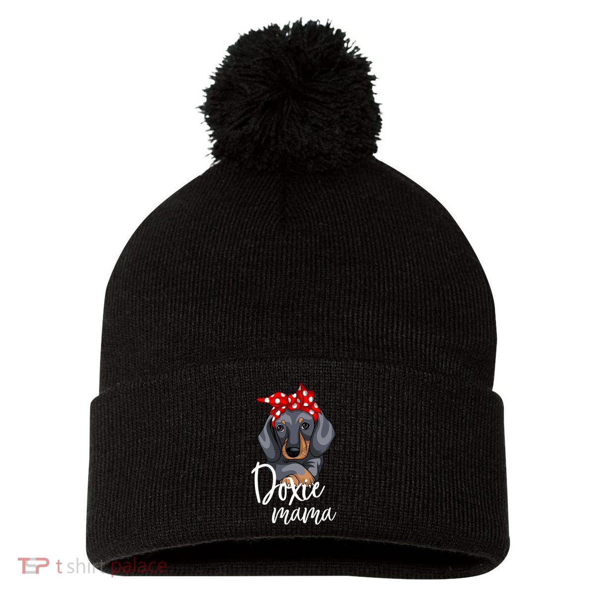 Funny Doxie Mama Dachshund Lover Weiner Dog Gift Pom Pom 12in Knit Beanie