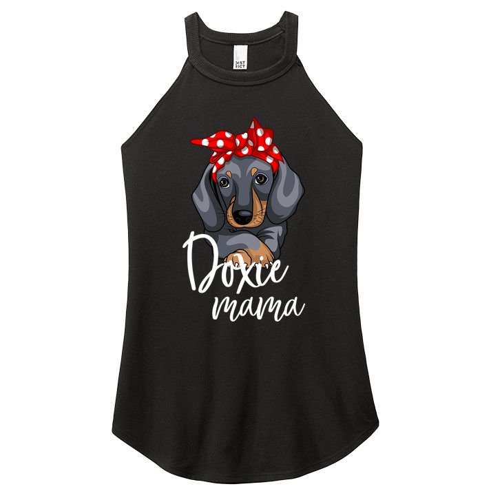 Funny Doxie Mama Dachshund Lover Weiner Dog Gift Women's Perfect Tri Rocker Tank