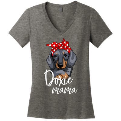 Funny Doxie Mama Dachshund Lover Weiner Dog Gift Women's V-Neck T-Shirt