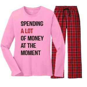 Funny Dad Mom Parents Day Spending A Lot Money At The Moment Women's Long Sleeve Flannel Pajama Set 