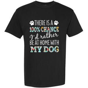 Funny Dog Mom ID Rather Be At Home With My Dog Garment-Dyed Heavyweight T-Shirt