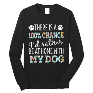 Funny Dog Mom ID Rather Be At Home With My Dog Long Sleeve Shirt