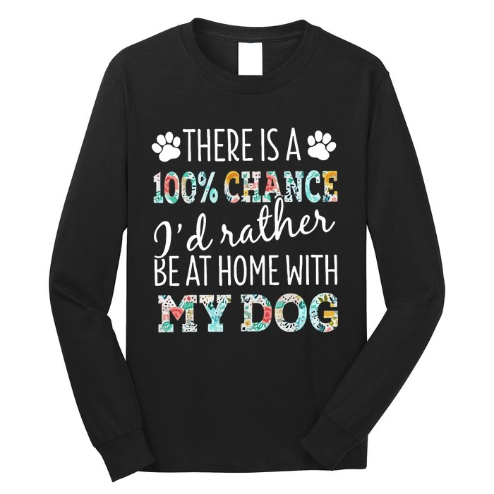 Funny Dog Mom ID Rather Be At Home With My Dog Long Sleeve Shirt