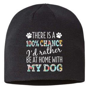 Funny Dog Mom ID Rather Be At Home With My Dog Sustainable Beanie