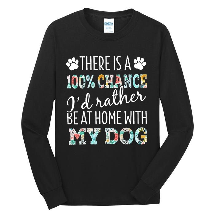 Funny Dog Mom ID Rather Be At Home With My Dog Tall Long Sleeve T-Shirt