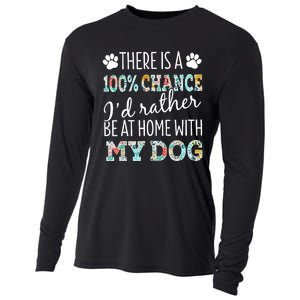 Funny Dog Mom ID Rather Be At Home With My Dog Cooling Performance Long Sleeve Crew