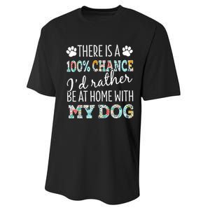 Funny Dog Mom ID Rather Be At Home With My Dog Performance Sprint T-Shirt