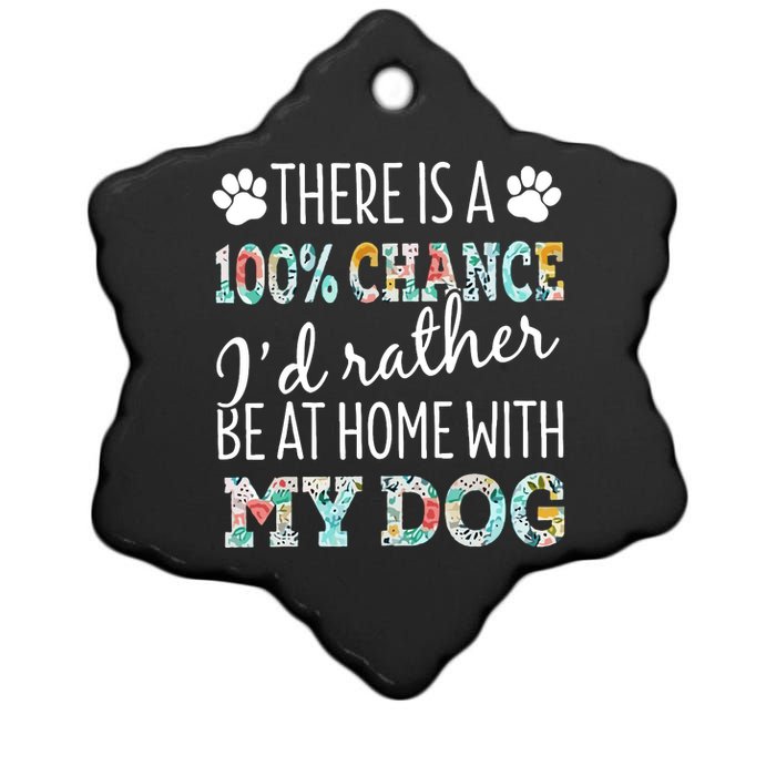 Funny Dog Mom ID Rather Be At Home With My Dog Ceramic Star Ornament