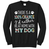 Funny Dog Mom ID Rather Be At Home With My Dog Tall Sweatshirt