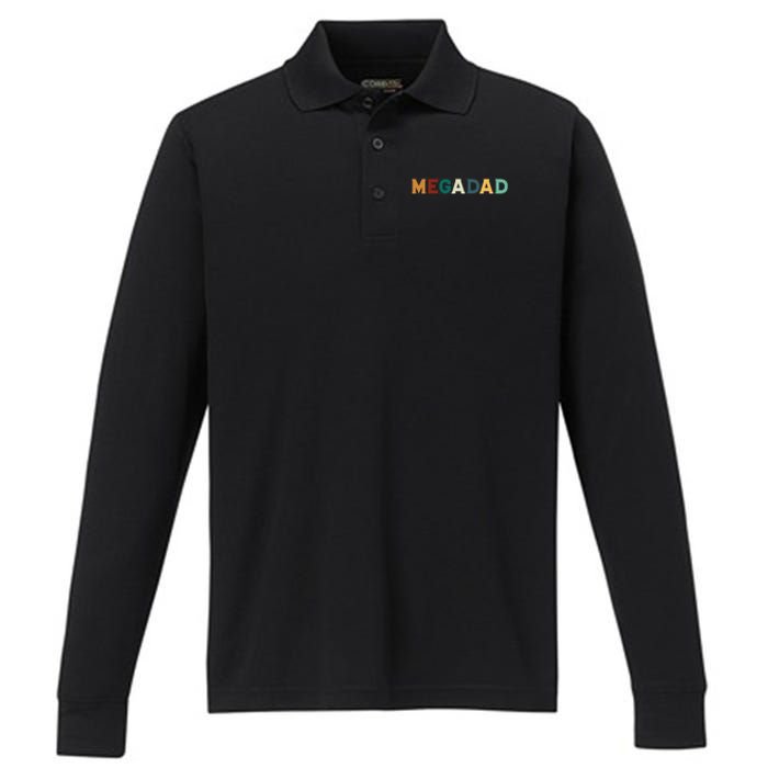 Funny Dad Megadad Gift Mega Dad Performance Long Sleeve Polo