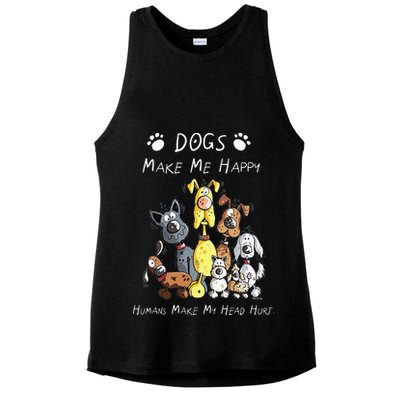 Funny Dogs Make Me Happy Humans Make My Head Hurt Funny Dog Lover Ladies PosiCharge Tri-Blend Wicking Tank
