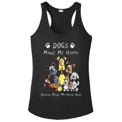 Funny Dogs Make Me Happy Humans Make My Head Hurt Funny Dog Lover Ladies PosiCharge Competitor Racerback Tank