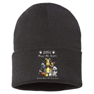 Funny Dogs Make Me Happy Humans Make My Head Hurt Funny Dog Lover Sustainable Knit Beanie