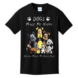 Funny Dogs Make Me Happy Humans Make My Head Hurt Funny Dog Lover Kids T-Shirt