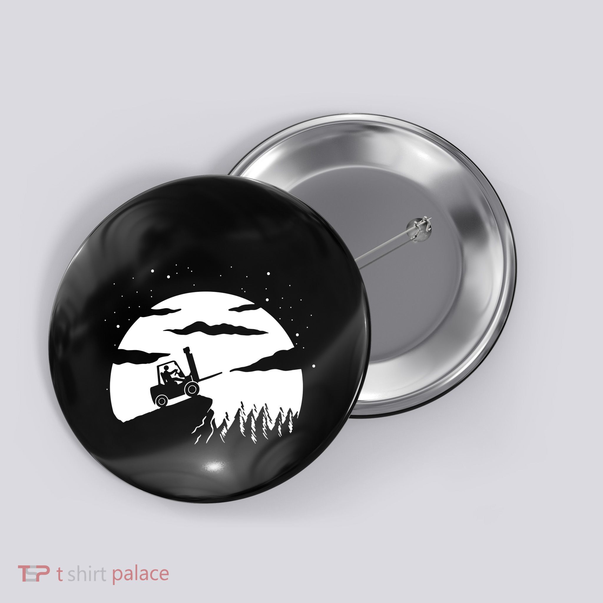 Forklift Driver Moon Background Button