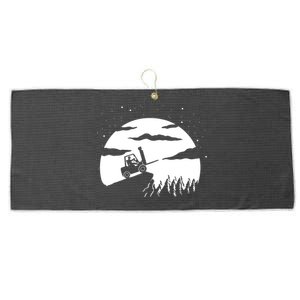 Forklift Driver Moon Background Large Microfiber Waffle Golf Towel