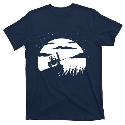 Forklift Driver Moon Background T-Shirt