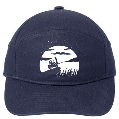 Forklift Driver Moon Background 7-Panel Snapback Hat