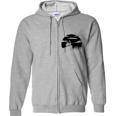 Forklift Driver Moon Background Full Zip Hoodie