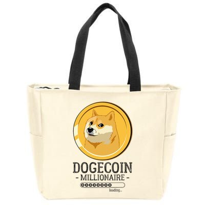 Funny Dogecoin Millionaire Hodl Doge Coin Crypto Zip Tote Bag