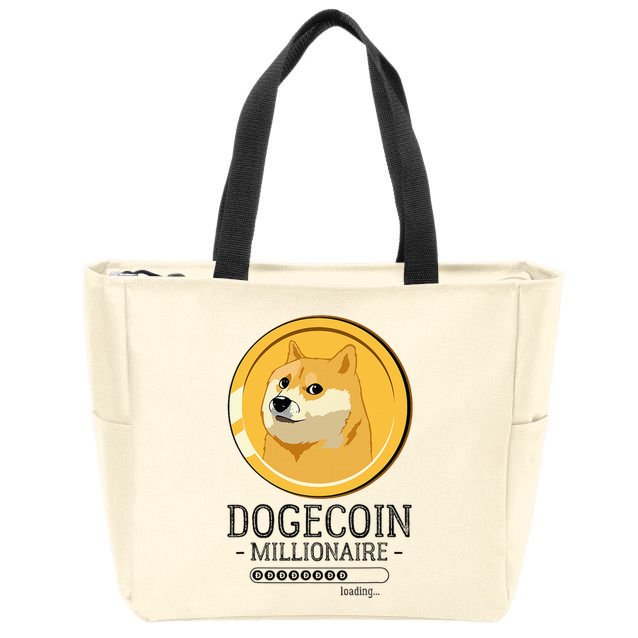 Funny Dogecoin Millionaire Hodl Doge Coin Crypto Zip Tote Bag