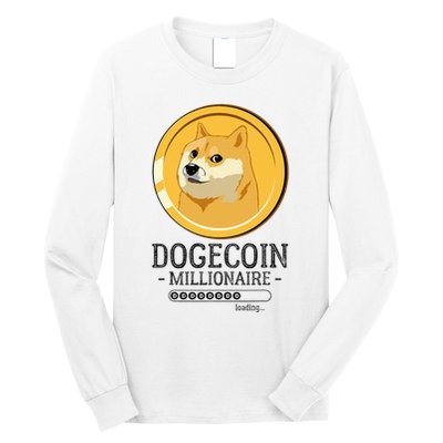 Funny Dogecoin Millionaire Hodl Doge Coin Crypto Long Sleeve Shirt