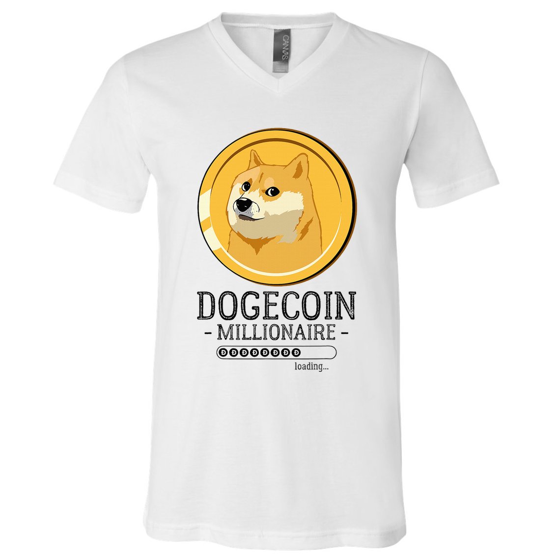 Funny Dogecoin Millionaire Hodl Doge Coin Crypto V-Neck T-Shirt