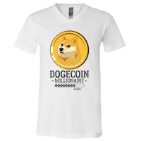 Funny Dogecoin Millionaire Hodl Doge Coin Crypto V-Neck T-Shirt